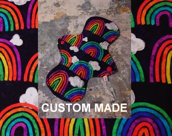 Cloth Menstrual Pads, Cloth pads, Reusable cloth sanitary pads, Reusable period pads,  Panty Liners. gift for her. Rainbow