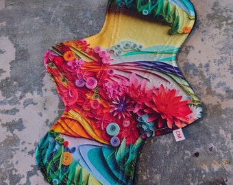 10 inch Heavy Flow. Cloth Menstrual Pad, Reusable Period Pad, Sanitary Towel. Napkin. Eco friendly, Handmade Gift for Her, Paper quilling