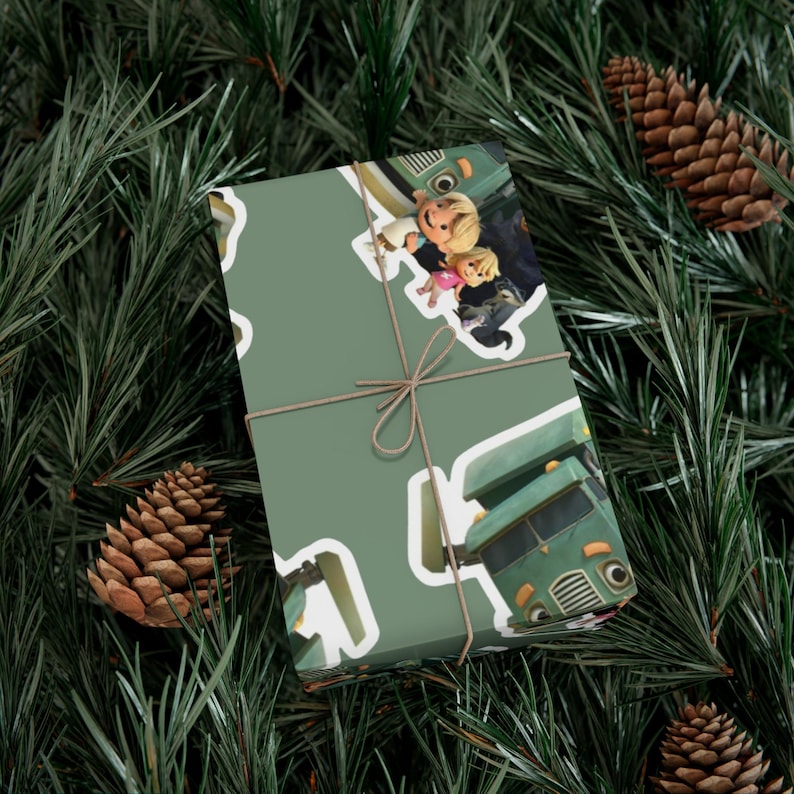 Papeles de regalo con forma de camión de basura para toda ocasión, papel de regalo ecológico, papel de regalo personalizado para cumpleaños y festividades. imagen 4