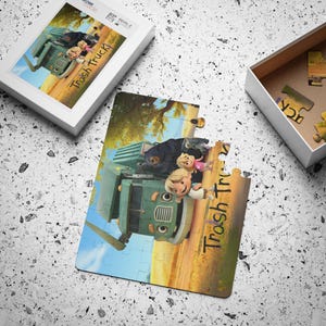 Puzzle per bambini camion della spazzatura, puzzle da 30 pezzi, puzzle per bambini piccoli, bidoni della spazzatura, camion della spazzatura, camion della spazzatura, regalo per bambini piccoli, regalo per bambini