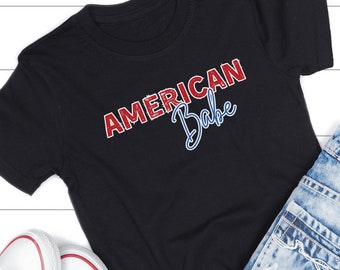 American Babe, Independence Day Shirt, 4th of July, Toddler T-Shirt, Toddler Girl Shirt, All American Girl, Toddler Kid Shirt
