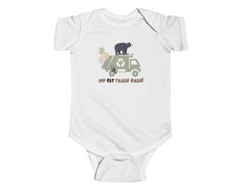 Body de bebé con diseño de camión de basura para el primer cumpleaños, regalo de primer cumpleaños, camión de basura, regalos para niños, body de primer cumpleaños para niños pequeños.