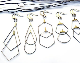 Kit fabrication boucles d'oreilles laiton brut doré 5 modèles au choix