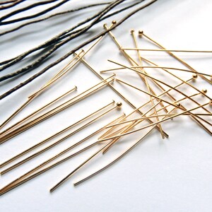 Findings rods 50 mm ball heads or flat head gold silver bronze quality metal jewelry creation per 10 image 3