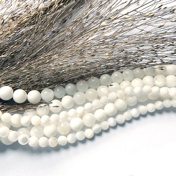 Perles de nacre 4 ou 6 mm blanc ivoire coquillage