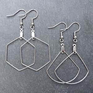 Boucles d'oreilles créoles 20/30/40 ou 50 mm acier inoxydable argent à personnaliser pour création image 8