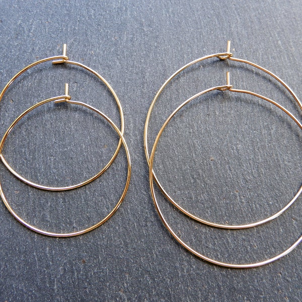 Boucles d'oreilles créoles or 20/25/30 ou 40 mm acier inoxydable 316L à personnaliser pour création