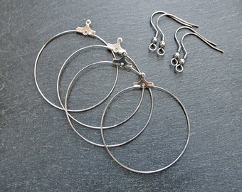 Kit fabrication boucles d'oreilles créoles 30/40 ou 50 mm crochets acier inoxydable hypoallergénique