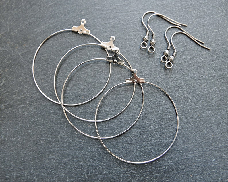 Boucles d'oreilles créoles 20/30/40 ou 50 mm acier inoxydable argent à personnaliser pour création image 6