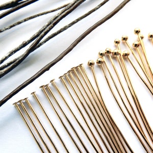 Nails rods 40 mm ball heads or flat head gilded copper 18K fine gold findings for jewelry creation per 10