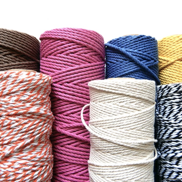 Ficelle Baker Twine coton 7 couleurs au choix 1,8/2 mm - 10 mètres