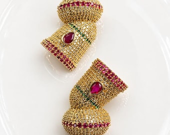 Panchaloha God Idol Crown – Semiprecious Stones, Set of Two