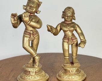 Radha Krishna Zuid-Indiase stijl - Prasiddh Idols Presents Panchaloha Made Museum gerepliceerd idool
