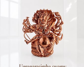 Ugra Narasimha Swamy - Prasiddh-idolen presenteert koperen idool