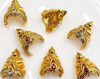 Panchaloha Idol Crowns – Ornate Golden Headwear for Deities (Set of 3)