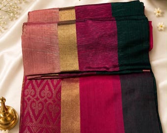 Handloom luxury soft silk saree with rich pallu and blouse