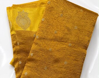 Banarasi premium katan tissue crushed soft silk saree