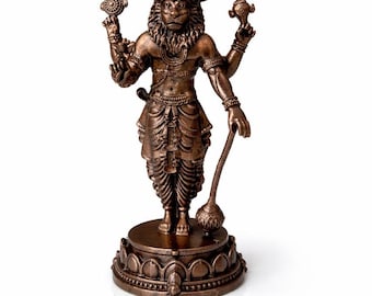 Standing Narasimha Idol – Handcrafted Lord Narasimha Swamy Sculpture Black Polished Idol