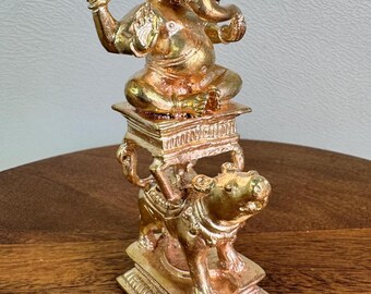 Ganesha Sitting On Mooshika Vahana - Prasiddh Idols Presents Panchaloha Idol
