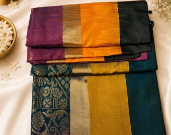 Handloom luxury soft silk saree with rich pallu and blouse