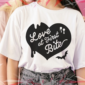 Love At First Bite SVG| Valentine&#39;s tshirt | cute vampire funny saying | Digital files | EPS file included
