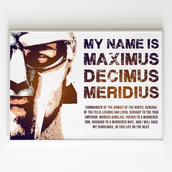 Gladiator Canvas, My Name Is Maximum, Gladiator Movie Poster, Maximus Decimus Meridius, Russell Crowe, Gladiator Wall Art, Gladiator Canvas