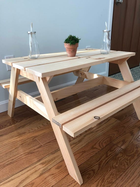 Children S Picnic Table Unfinished Hand Crafted Etsy