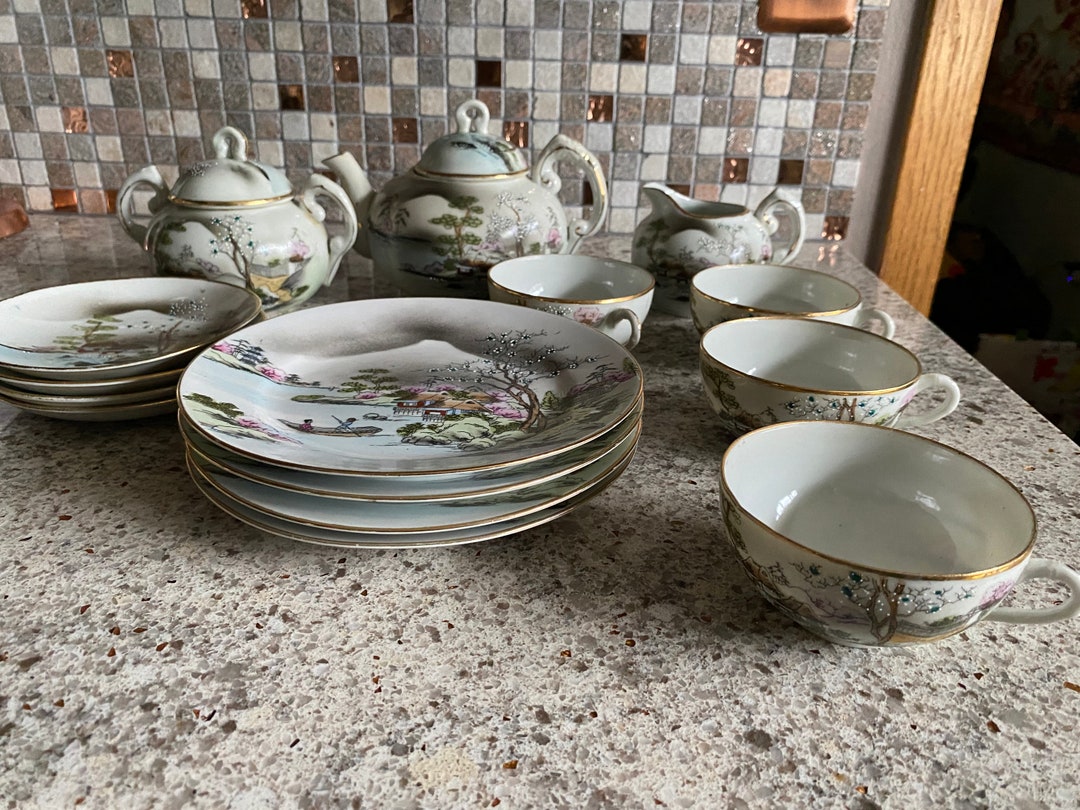 Vintage Nippon Hand Painted Tea Set Etsy