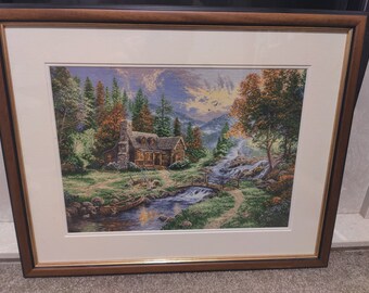 Thomas kinkade forest scene reproduction crosstich