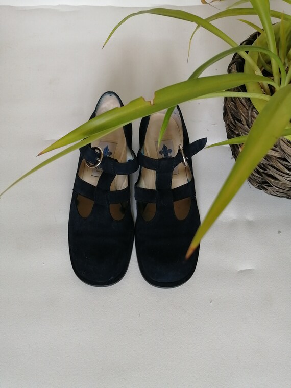 vintage blue suede shoes 1980