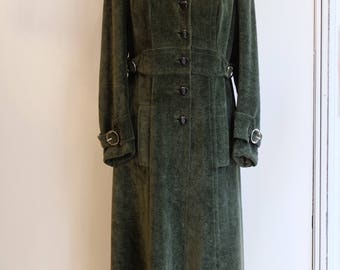Vintage coat olive Dark green velvet