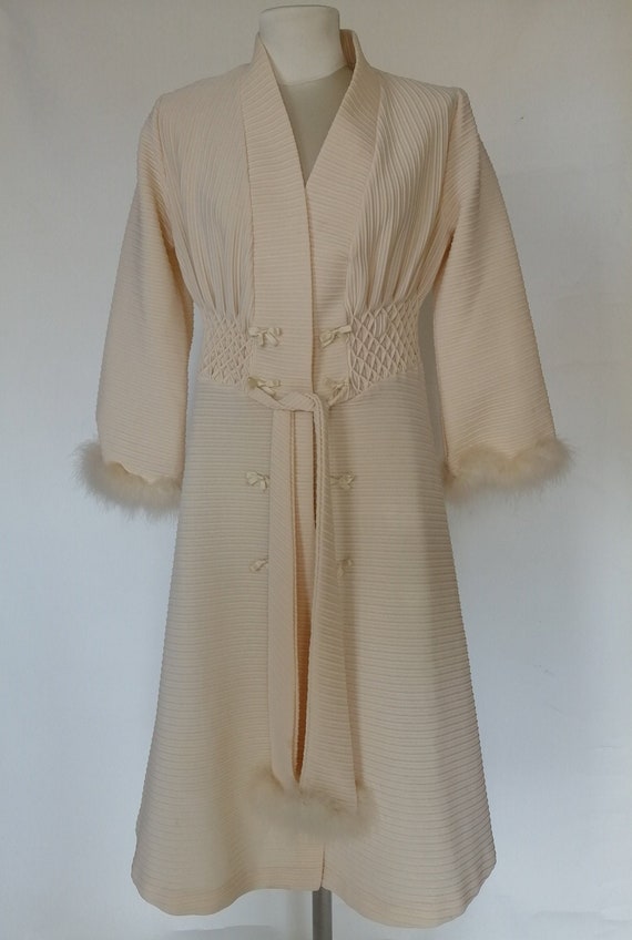 dressing gown with vintage fur edge