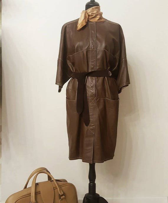 Vintage brown leather dress