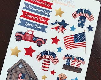 Patriotic Planner Stickers — Made to fit the Leafy Treetop Planners