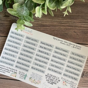 Relief Society Lesson Stickers (October 2022-April 2023) -- Made to fit the Deliberate Doodles Planner, Happy Planner, Erin Condren