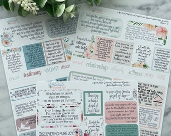 April 2024 LDS General Conference Quote Planner Stickers — Made to fit the Deliberate Doodles Planner and Spiritual Moments Journal