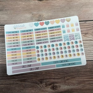 Pegatinas para agenda de las Mujeres Jóvenes SUD: diseñadas para adaptarse a Deliberate Doodles, Erin Condren y Happy Planners