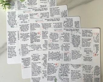 May include: A set of 10 colorful cards with a floral design and text about the Book of Mormon. The cards are designed to help people study the scriptures and learn about the teachings of Jesus Christ.