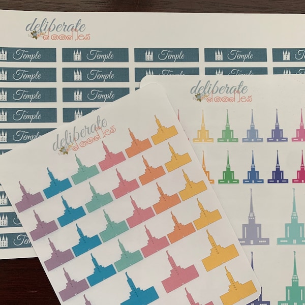 LDS Temple Planner Stickers -- Made to fit the Mormon Mom Planner or Erin Condren Planner