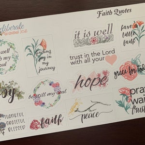 Autocollants de planificateur Faith Quote — conçus pour s'adapter aux griffonnages délibérés, Erin Condren et Happy Planner (Q020)