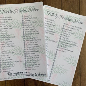 Talks By President Nelson -- Made to fit a 6x9 Planner/Notebook, Deliberate Doodles Planner, Happy Planner, Erin Condren Planner