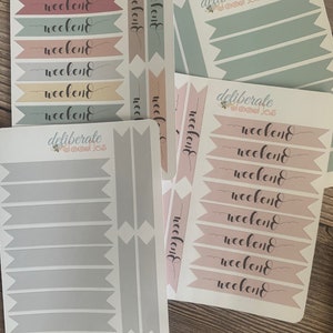 Autocollants de planificateur de bannière (vierge, week-end, anniversaire, fête) — Conçu pour les doodles délibérés, Erin Condren et Happy Planner (P032)