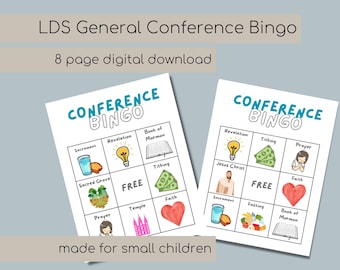 LDS General Conference Bingo Boards for Small Children DIGITAL DOWNLOAD pdf