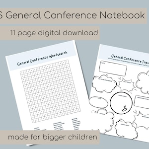 Paquete de actividades para el cuaderno de la Conferencia General de la Primaria para niños de los SUD, descarga digital en PDF
