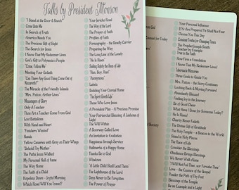 Talks by President Monson Planner Sticker -- Made to fit a 6x9 Inch or Larger Planner (T010)