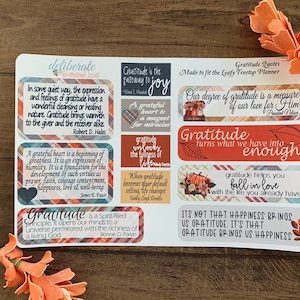 Dankbaarheid Quote Planner Stickers - Gemaakt om te passen bij de opzettelijke Doodles, Erin Condren en Happy Planners (Q005)