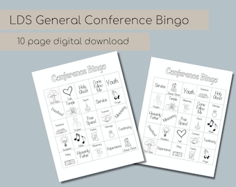 LDS General Conference Bingo Boards DIGITAL DOWNLOAD pdf