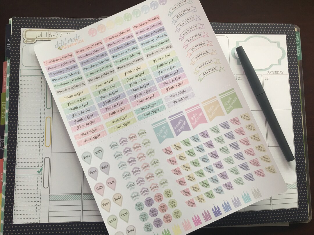 LDS Primary Presidency Planner Stickers -- Made to Fit Deliberate ...