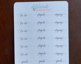 Productivity Title Planner Stickers — Made to fit the Deliberate Doodles, Erin Condren and Happy Planners (P015)