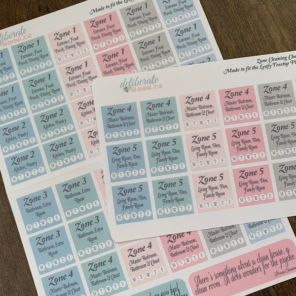 Zone Cleaning Checklist -- Made to fit the Deliberate Doodles, Erin Condren and Happy Planner (H013)